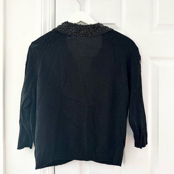 Michael Simon Vintage Black Button Collared Sweater Cardigan Beaded Poodles 2 - Picture 10 of 12